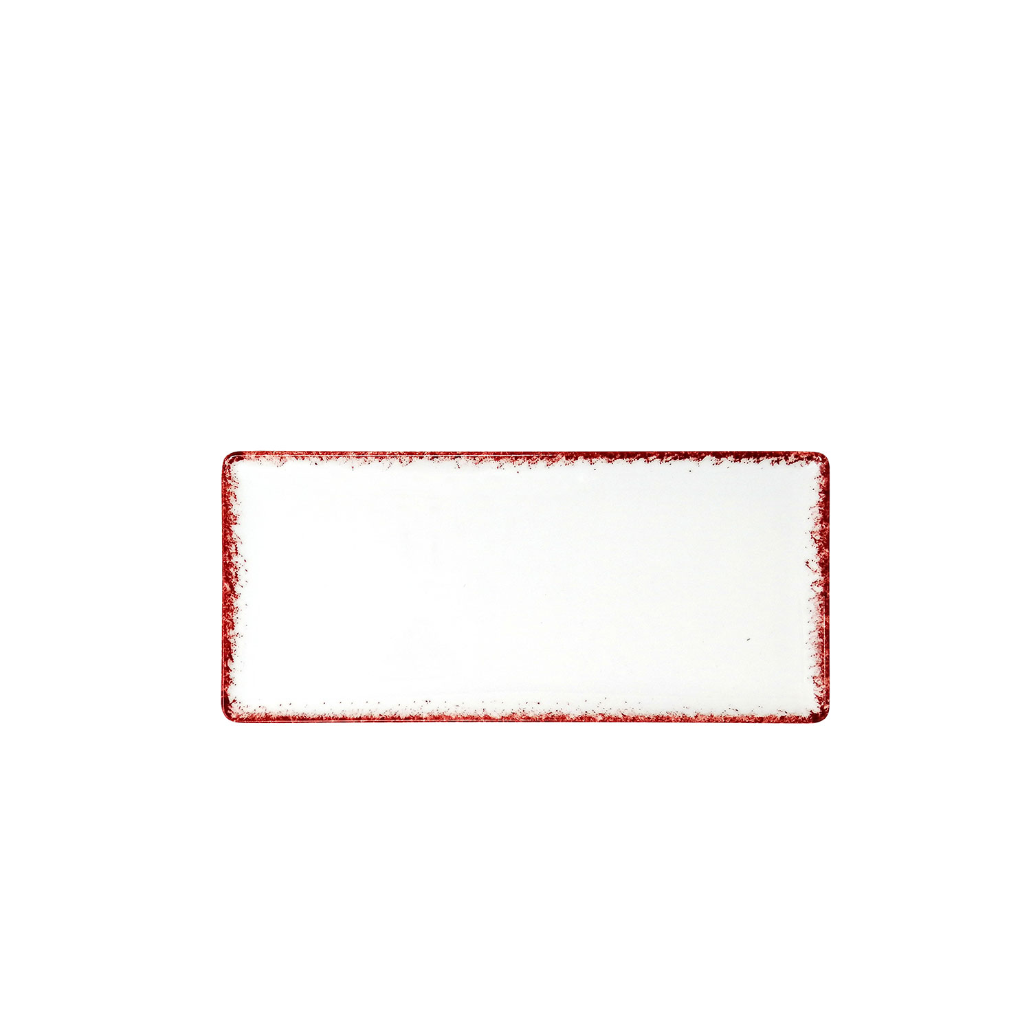 Spotrimmed Red rectangular plate cm.29x13 Landhaus Porcelain