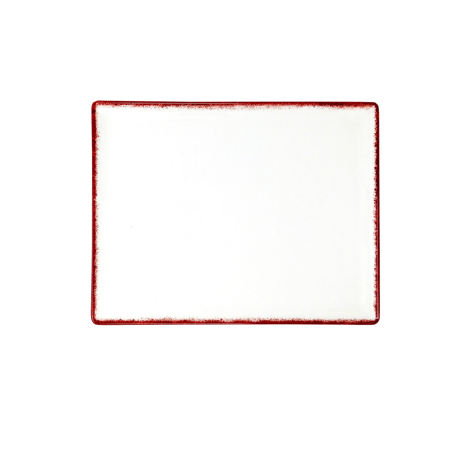 Spotrimmed Red rectangular plate cm.31x24 Landhaus Porcelain