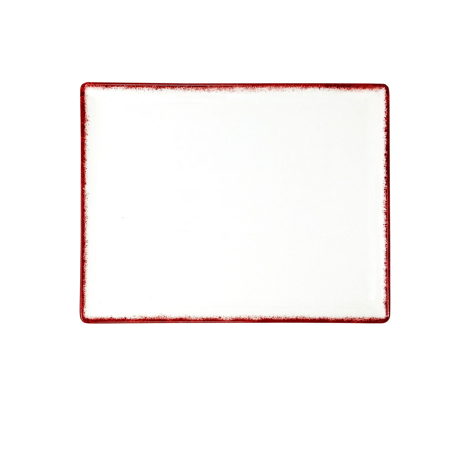 Spotrimmed Red rectangular plate cm.35x26 Landhaus Porcelain