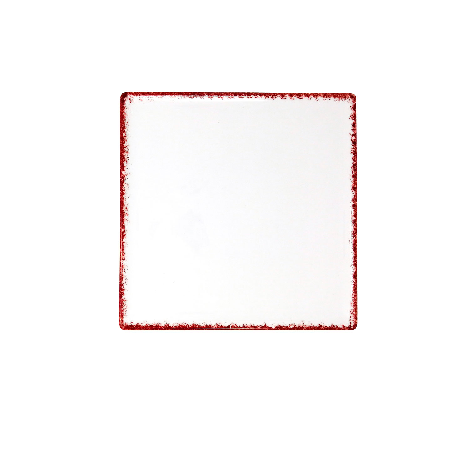 Spotrimmed Red square plate cm.25x25 Landhaus Porcelain